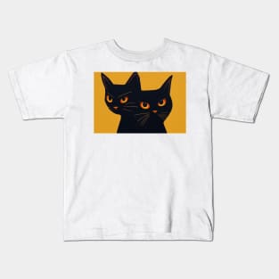 Two black cat looks strange , Twin personality , Depression Kids T-Shirt